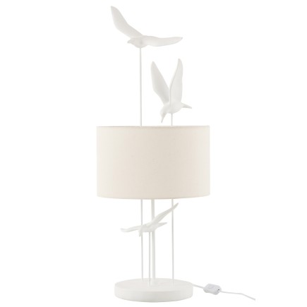 Lampe oiseaux en polyrésine blanc 30.5x30.5x79 cm