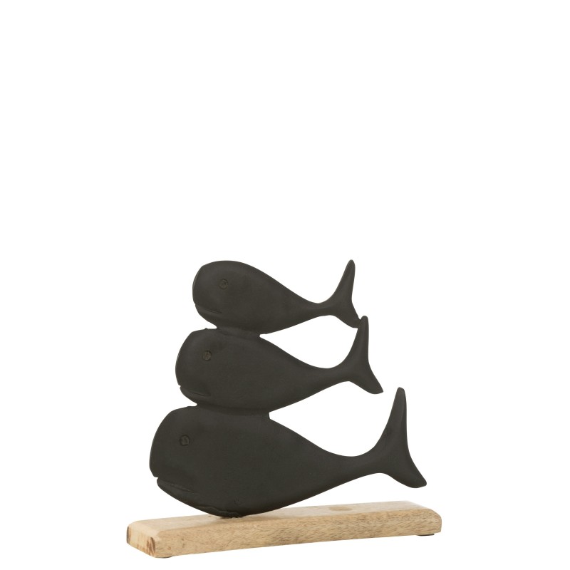 Baleines sur socle en aluminium multicolore 23x21x5 cm