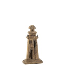 Phare en bois foncé naturel 11x6x22.3 cm