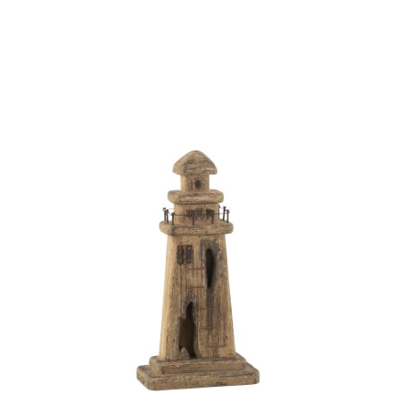 Phare en bois foncé naturel 11x6x22.3 cm