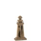 Farol em madeira escura natural 11x6x22,3 cm Farol em madeira escura natural 11x6x22,3 cm