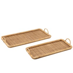 Bandejas rectangulares de junco natural 71x36x10 cm