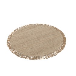 Alfombra redonda de lana beige 150x150x2 cm