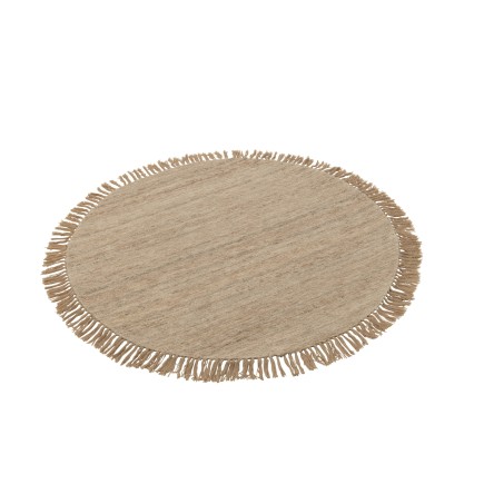 Alfombra redonda de lana beige 150x150x2 cm