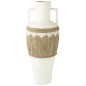 Vase motifs et anses en poterie blanc 43x43x100 cm Vase motifs et anses en poterie blanc 43x43x100 cm