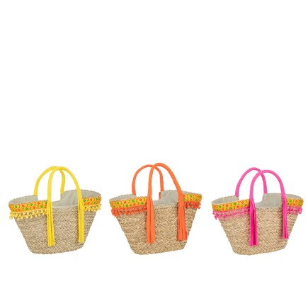 Sac de plage fleurs en roseau naturel 58x19x30 cm