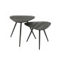 Set de 2 tables triangulaires en teck recyclé noir en métal 50x50x50 cm Set de 2 tables triangulaires en teck recyclé noir en métal 50x50x50 cm