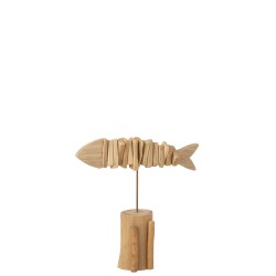 Pez esqueleto de madera natural 28x9x28 cm