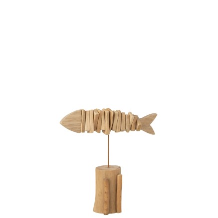 Pez esqueleto de madera natural 28x9x28 cm