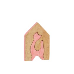 Maison chat en bois multicolore 17x25x2.5 cm