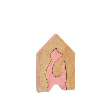 Maison chat en bois multicolore 17x25x2.5 cm