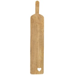 Tabla de cortar rectangular corazón de madera marrón 65x12x2 cm