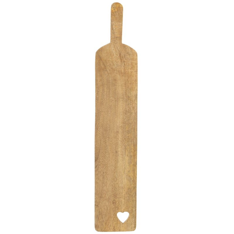 Tabla de cortar rectangular corazón de madera marrón 65x12x2 cm Tabla de cortar rectangular corazón de madera marrón 65x12x2 cm