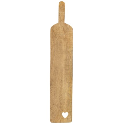 Tabla de cortar rectangular corazón de madera marrón 65x12x2 cm