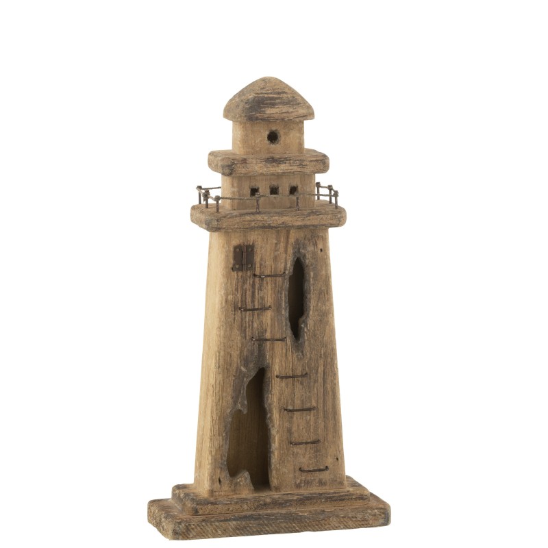 Phare en bois naturel foncé 16x7x31 cm