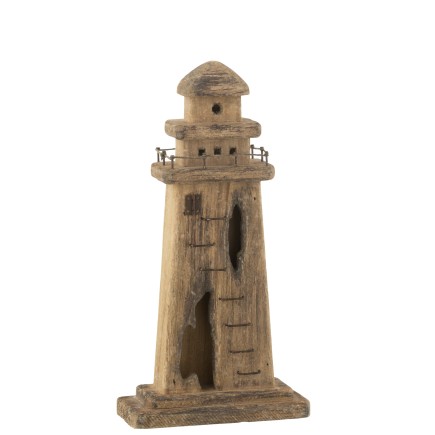 Phare en bois naturel foncé 16x7x31 cm