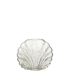 Vase coquillage en verre transparent 20x10x17 cm
