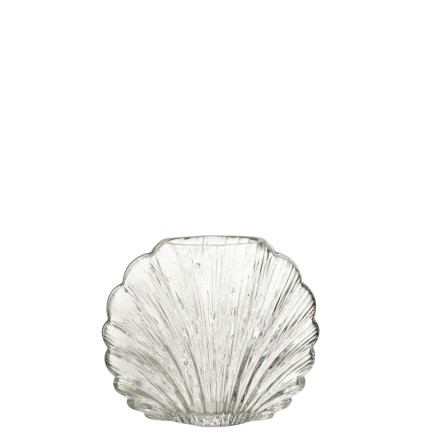 Vase coquillage en verre transparent 20x10x17 cm