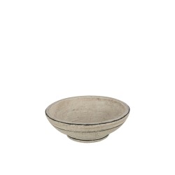 Plat poterie en terre cuite beige/noir 23x23x7.5 cm