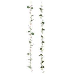 Guirlande fleurs et feuilles en plastique blanc 122x5x5 cm