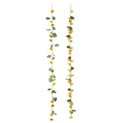 Guirlande fleurs en plastique jaune 122x5x5 cm