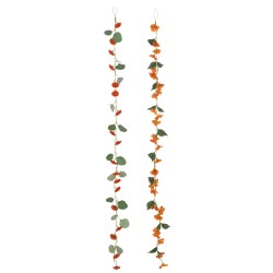 Guirlande fleurs + feuilles en plastique orange/vert 122x5x5 cm