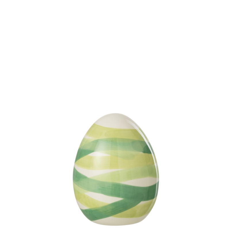 Oeuf dolomie en poterie vert 15x15x18.5 cm