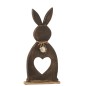 Lapin cœur + œuf en bois marron foncé 49.5x17.5x3.5 cm