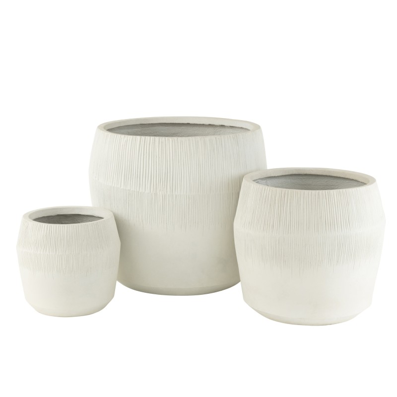 Cache-pot en poterie blanc 50.5x50.5x49.5 cm (set de 3) Cache-pot en poterie blanc 50.5x50.5x49.5 cm (set de 3)