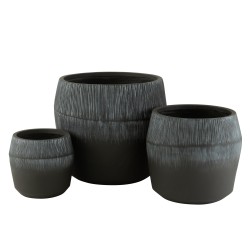 Cache-pot en poterie noir 50.5x50.5x49.5 cm (set de 3)