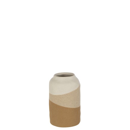 Vase cylindre en céramique beige/marron clair 12.5x12.5x20 cm