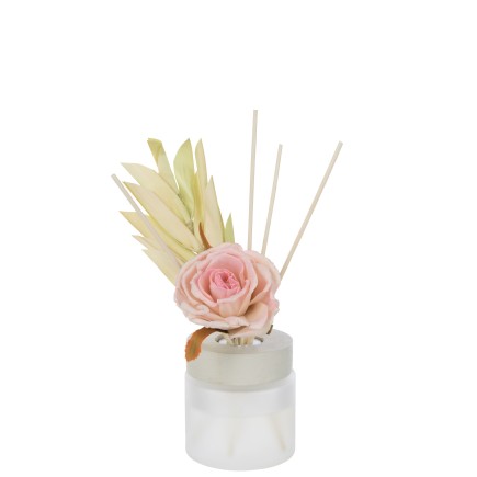 Huile parfumée fleur en verre rose 11.5x8.5x27 cm