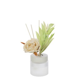 Huile parfumée fleur en verre jaune 11.5x8.5x27 cm