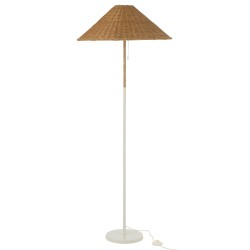 Lampadaire en métal et rotin blanc et naturel 61x61x154 cm