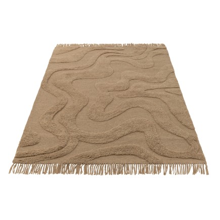 Alfombra tufted de lana beige 230x160x1 cm