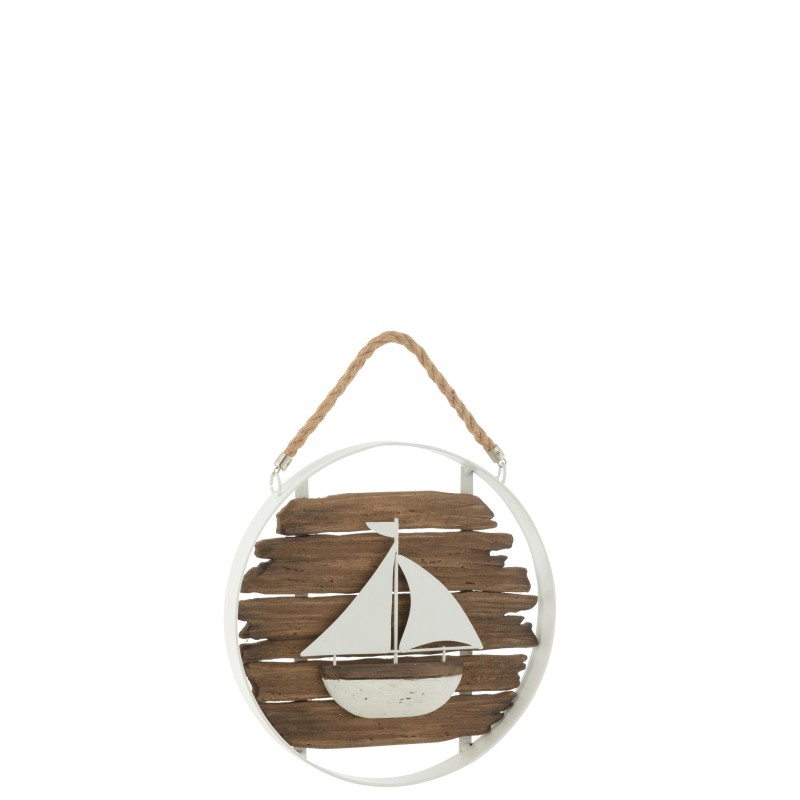 WALL DECO BOAT RND WO/MET N/W