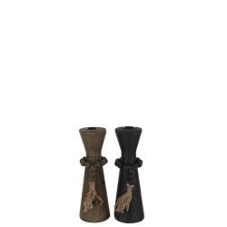 Bougeoir Nut en bois multicolore 7.5x7.5x23 cm