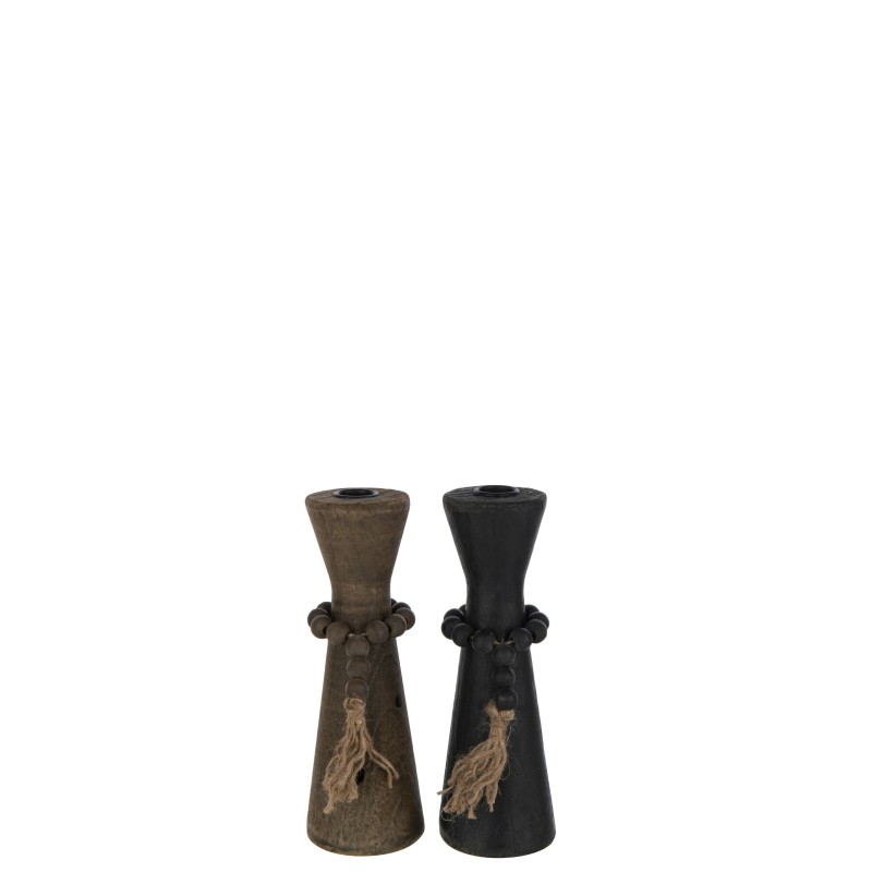 Bougeoir Nut en bois multicolore 7.5x7.5x23 cm Bougeoir Nut en bois multicolore 7.5x7.5x23 cm