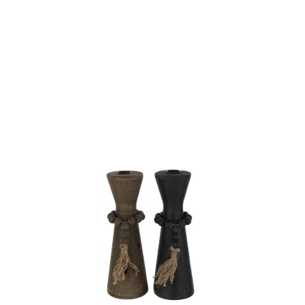 Bougeoir Nut en bois multicolore 7.5x7.5x23 cm