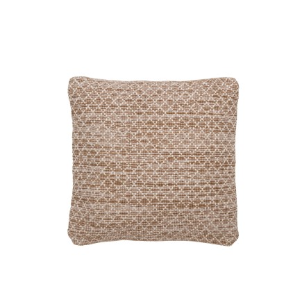 Cojín cuadrado para exterior en poliéster marrón/blanco 45x45x12 cm