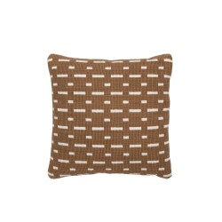 Cojín de Exterior en Poliéster Marrón/Blanco 45x45x12 cm
