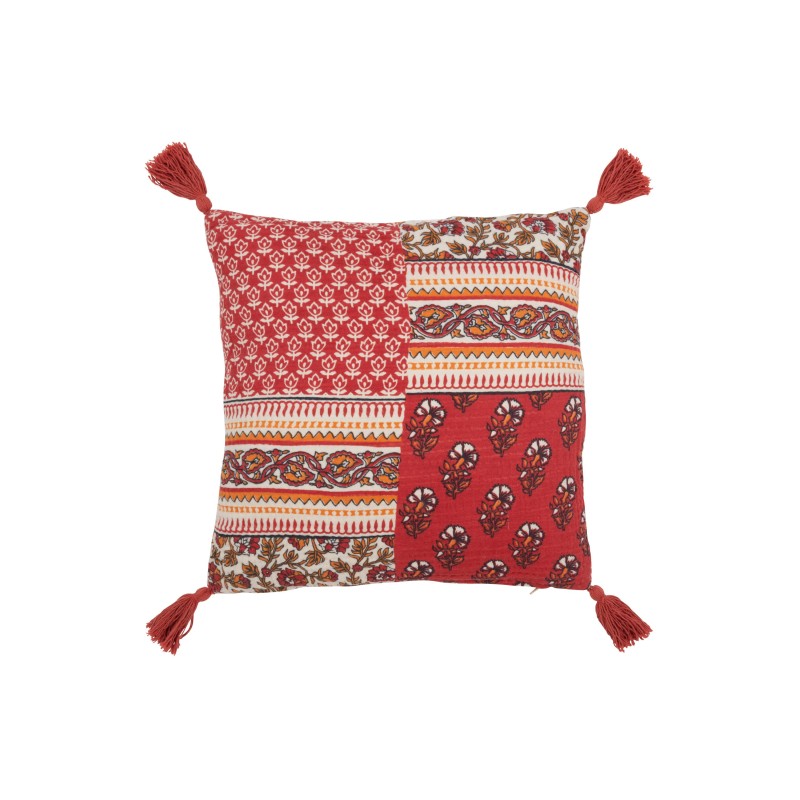 Almofada Flores+Floches em Algodão Vermelho 45x45x12 cm Almofada Flores+Floches em Algodão Vermelho 45x45x12 cm