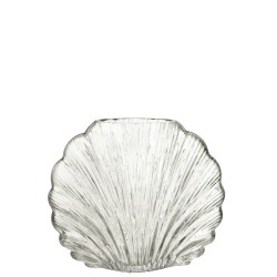 Vase coquillage en verre transparent 25x12x21 cm