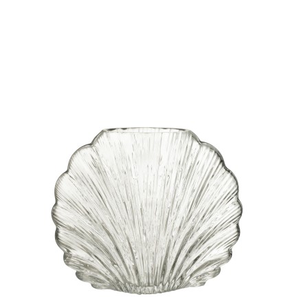 Vase coquillage en verre transparent 25x12x21 cm