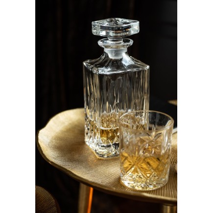Garrafa cuadrada con tapón de vidrio transparente H21.5cm