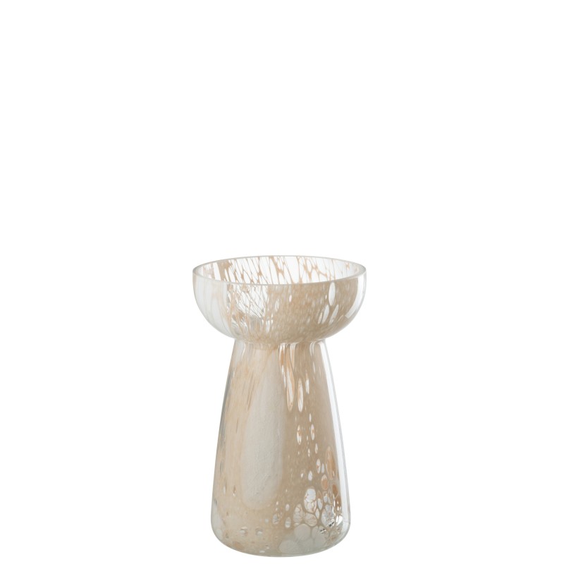 Vase fils en verre beige/blanc 10.5x10.5x17.5 cm Vase fils en verre beige/blanc 10.5x10.5x17.5 cm