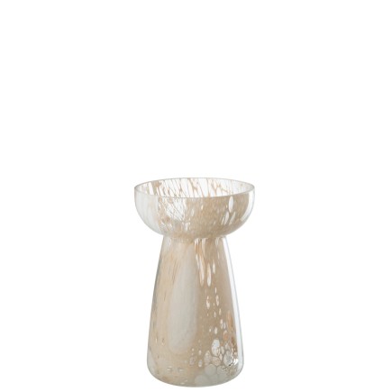 Vase fils en verre beige/blanc 10.5x10.5x17.5 cm
