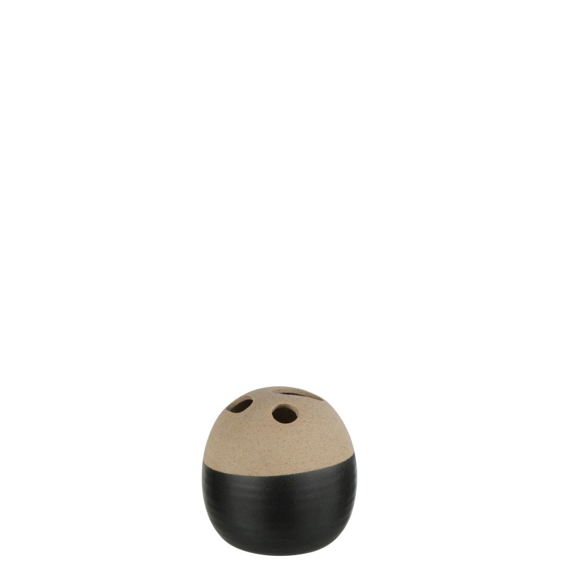 Vase boule en céramique noir/beige 15.5x15.5x15 cm Vase boule en céramique noir/beige 15.5x15.5x15 cm