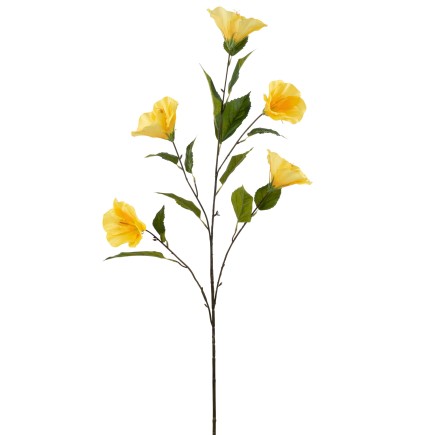 Hibiscus tige en polyresine jaune 119x18x6 cm