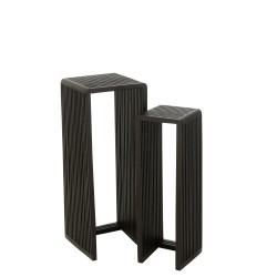 Set de 2 tables d'appoint en bois noir 34x34x88 cm